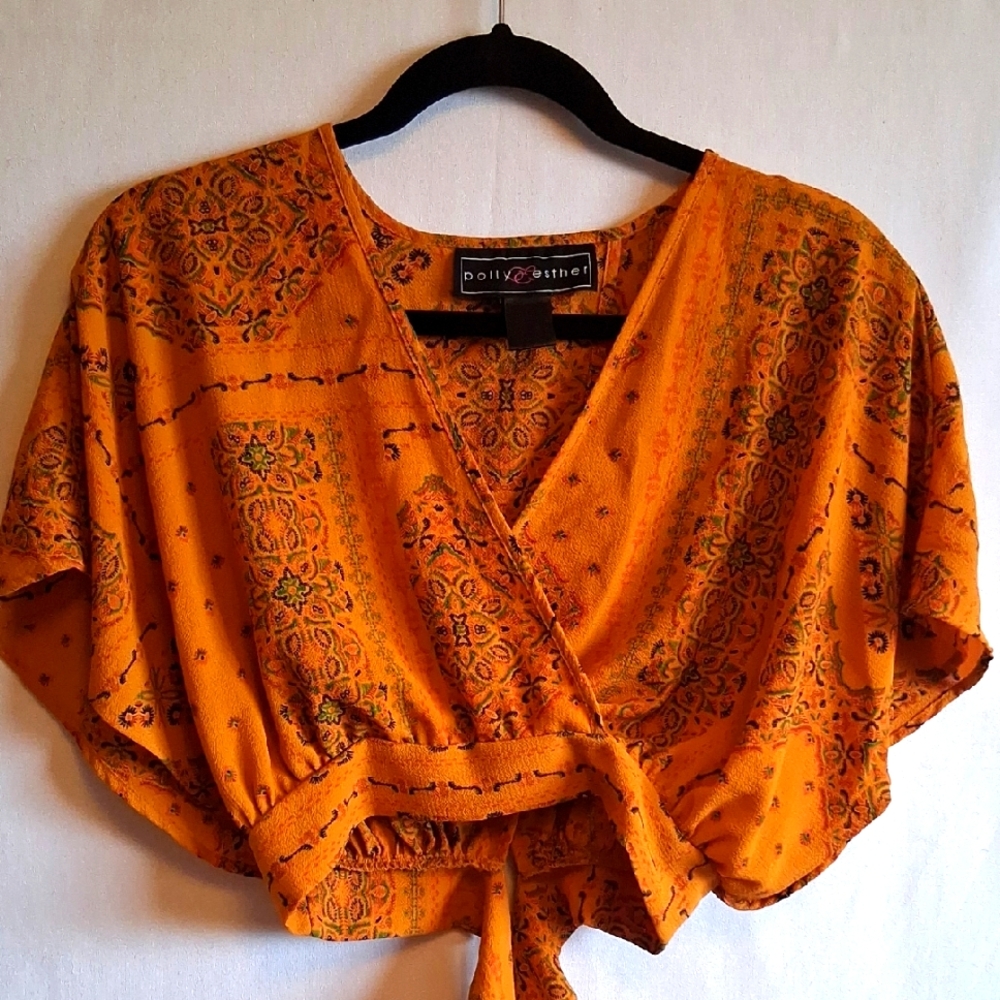 Gold Patterned Women's Midriff  Top